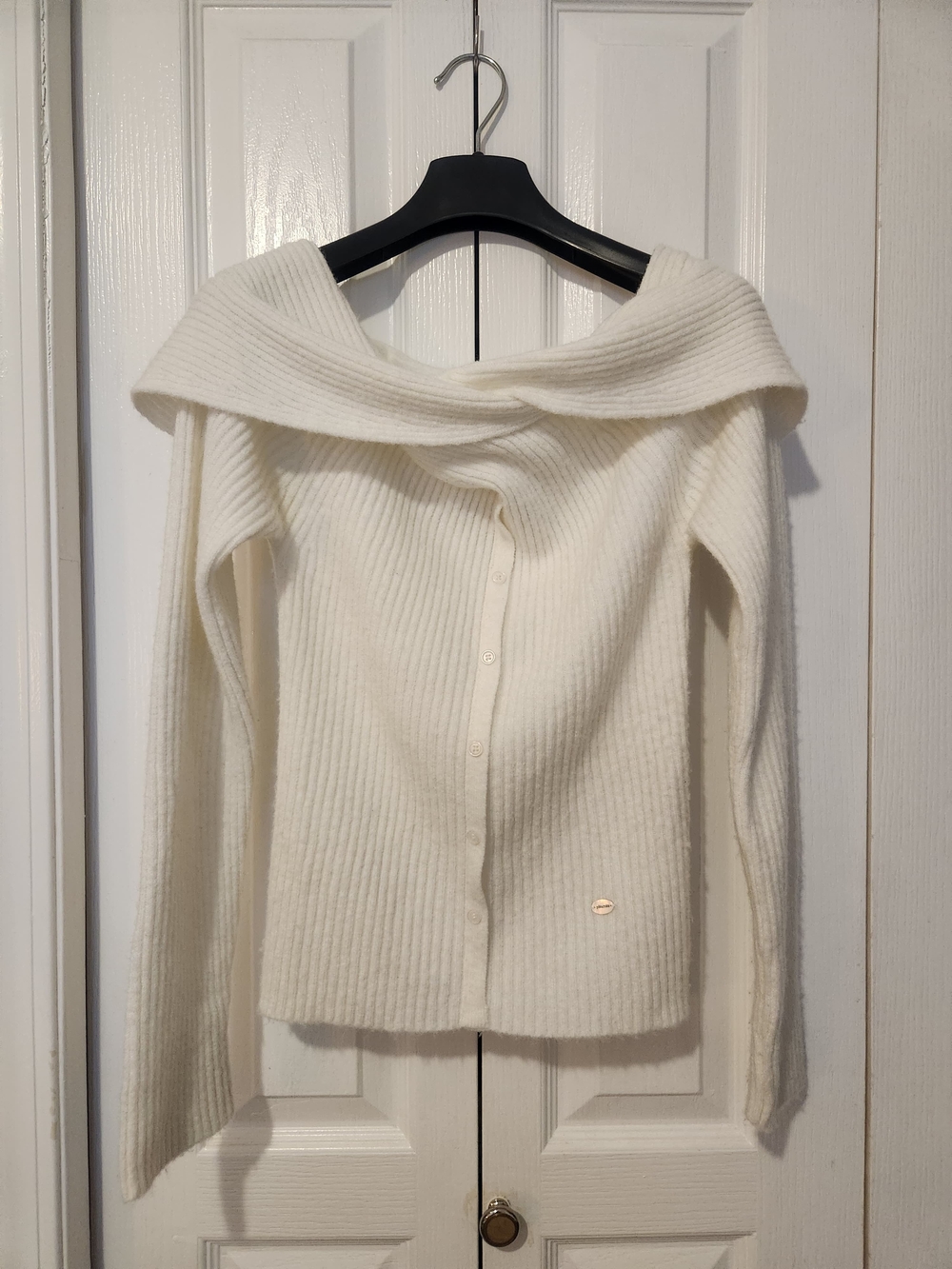 rolarola Outshell Ribbed Off-Shoulder Sweater in Cream